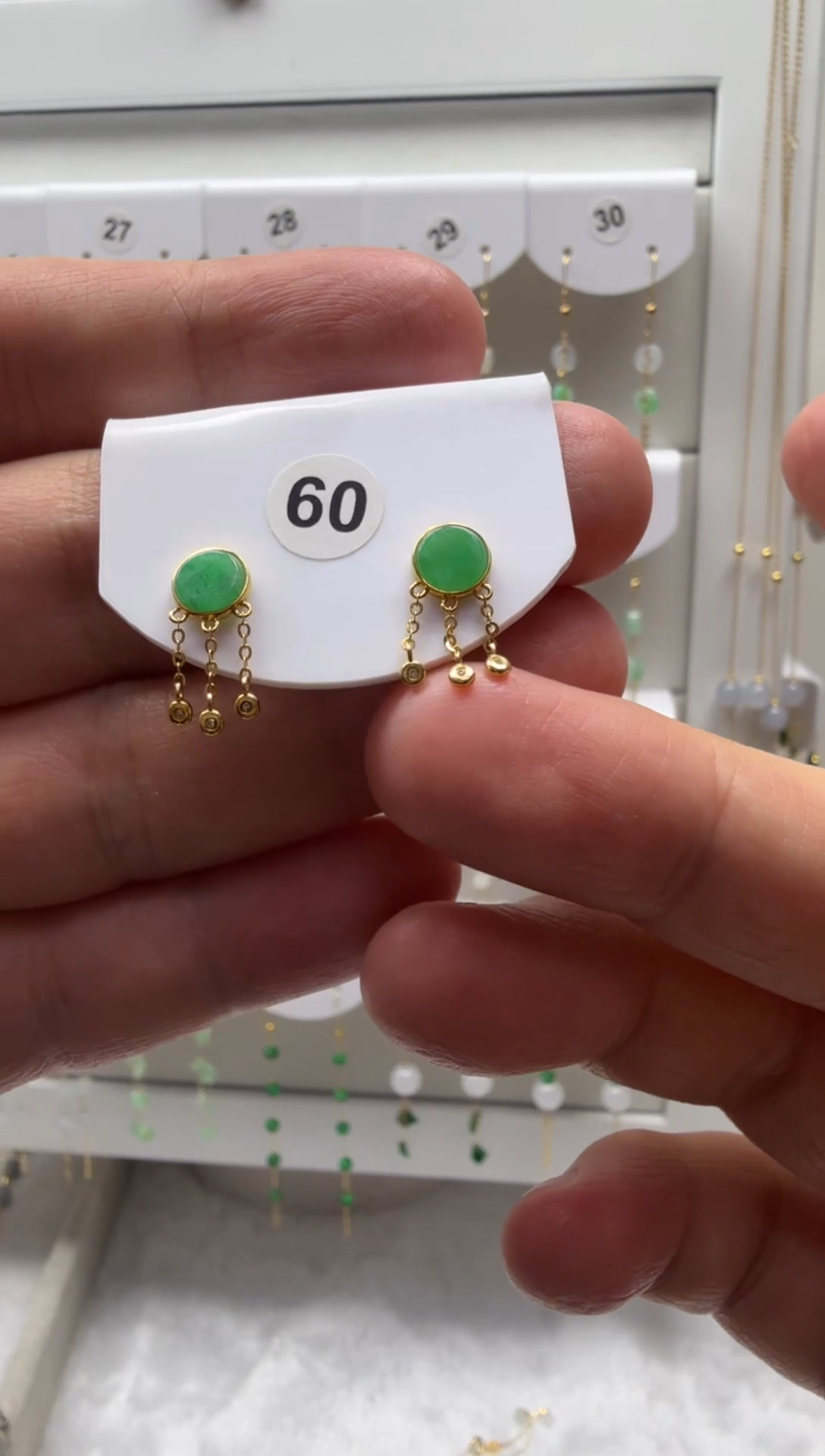 18K金镶嵌翡翠耳饰缅甸天然翡翠a货