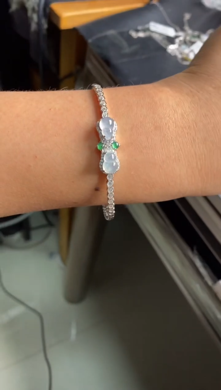 银S925镶嵌戒指翡翠天然A货翡翠