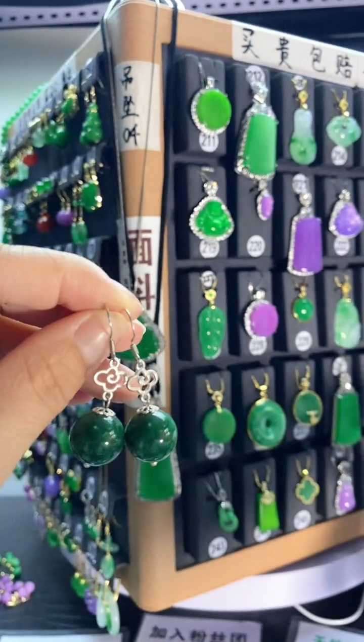 翡翠银S925镶嵌耳饰021.....