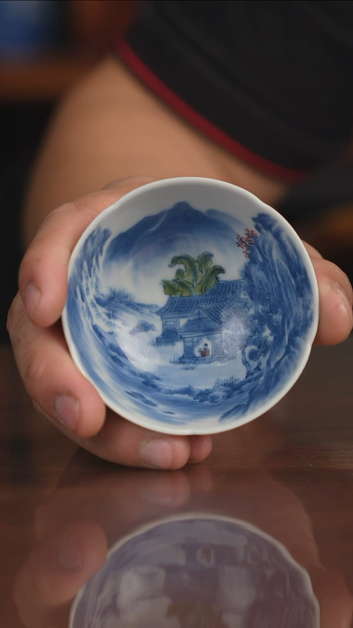 景琳藏青花雨打芭蕉叶