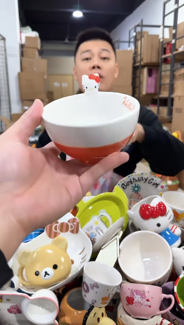 瓷片原盒kt猫公仔碗