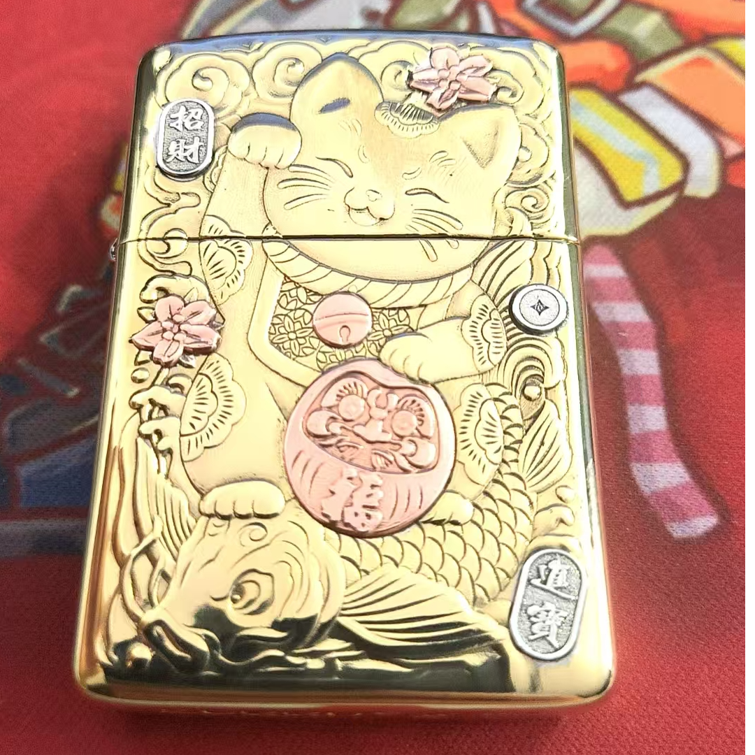 佐罗Z902S金色招财猫煤油打火机