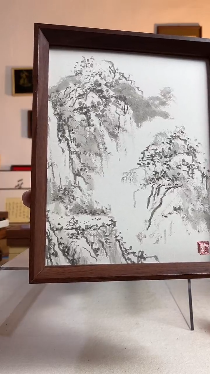 国画书法山水手写手绘文创作品10寸