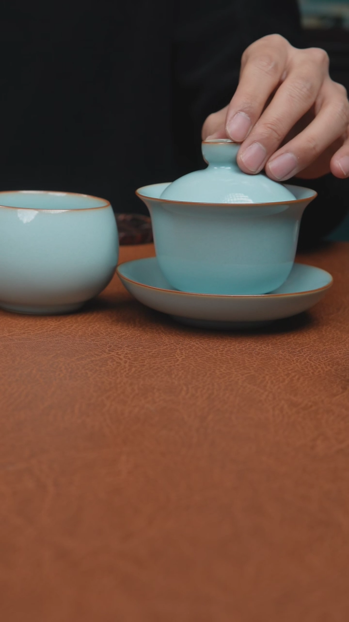 【闪购商品】杯汝州原产地原矿釉天青元宝+禅定杯