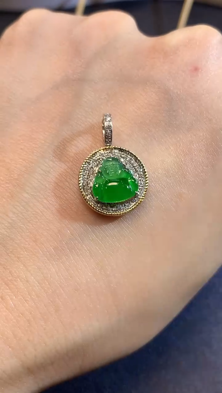 吊坠(不含链)18K金镶嵌翡翠A11 多样性发货一件