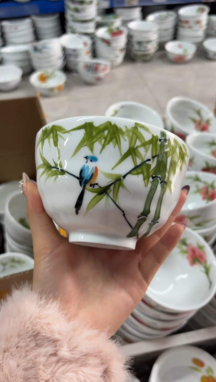 瓷片景德镇高温陶瓷食品级手绘釉中彩-墩墩碗