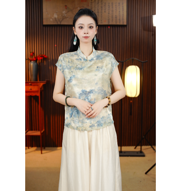 【兰烟】小鱼高定新中式国风妈妈装短袖上衣