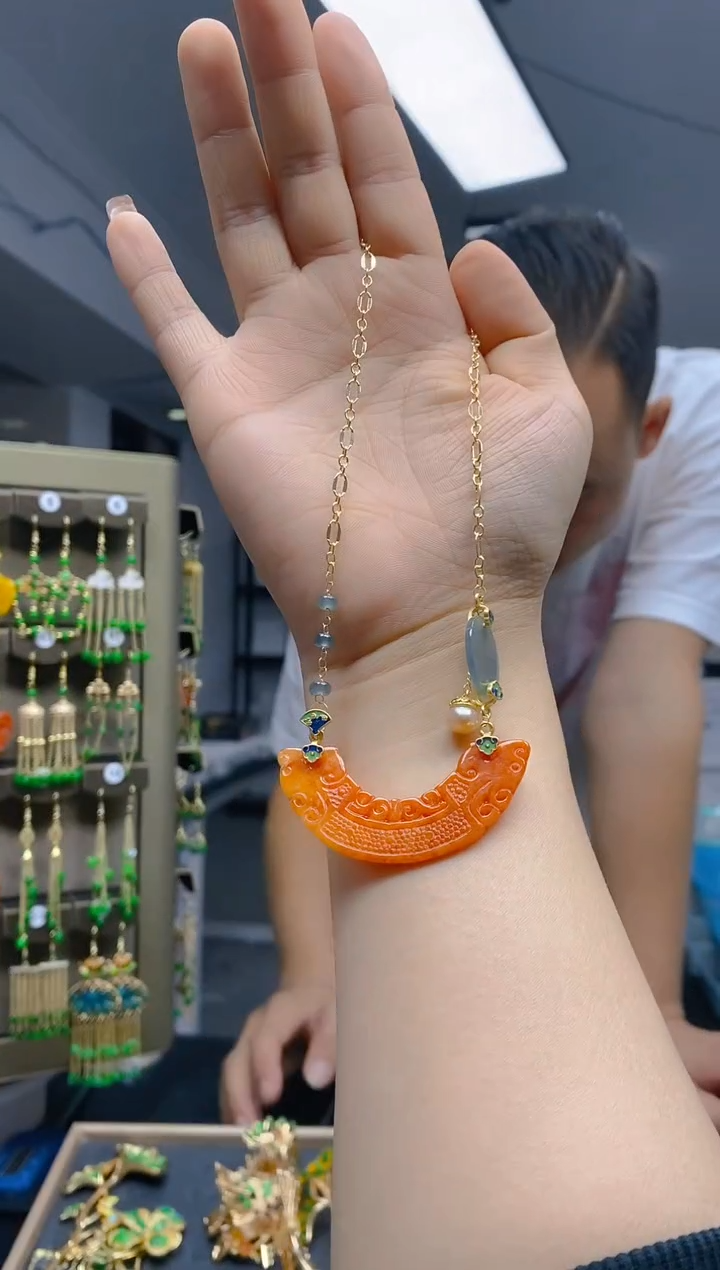 【闪购商品】翡翠耳饰合金395翡翠锁骨链