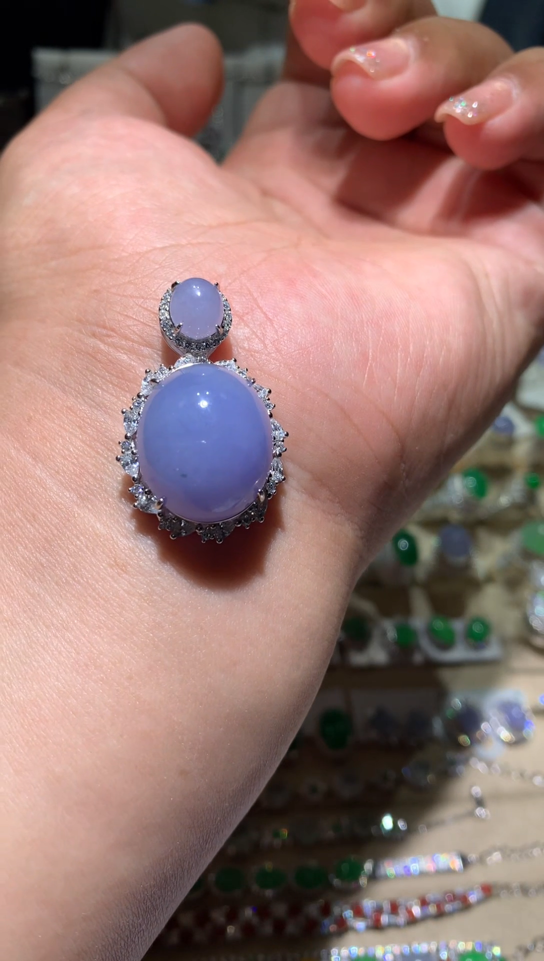 银S925镶嵌翡翠耳饰吊坠