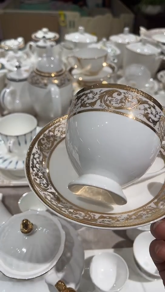 瓷咖啡杯碟1套隆达骨瓷五福临门