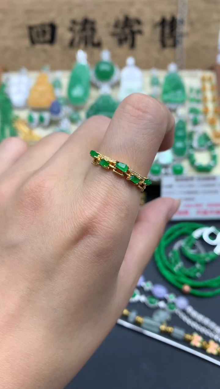 【闪购商品】翡翠戒指18K金镶嵌640-中国好珍宝