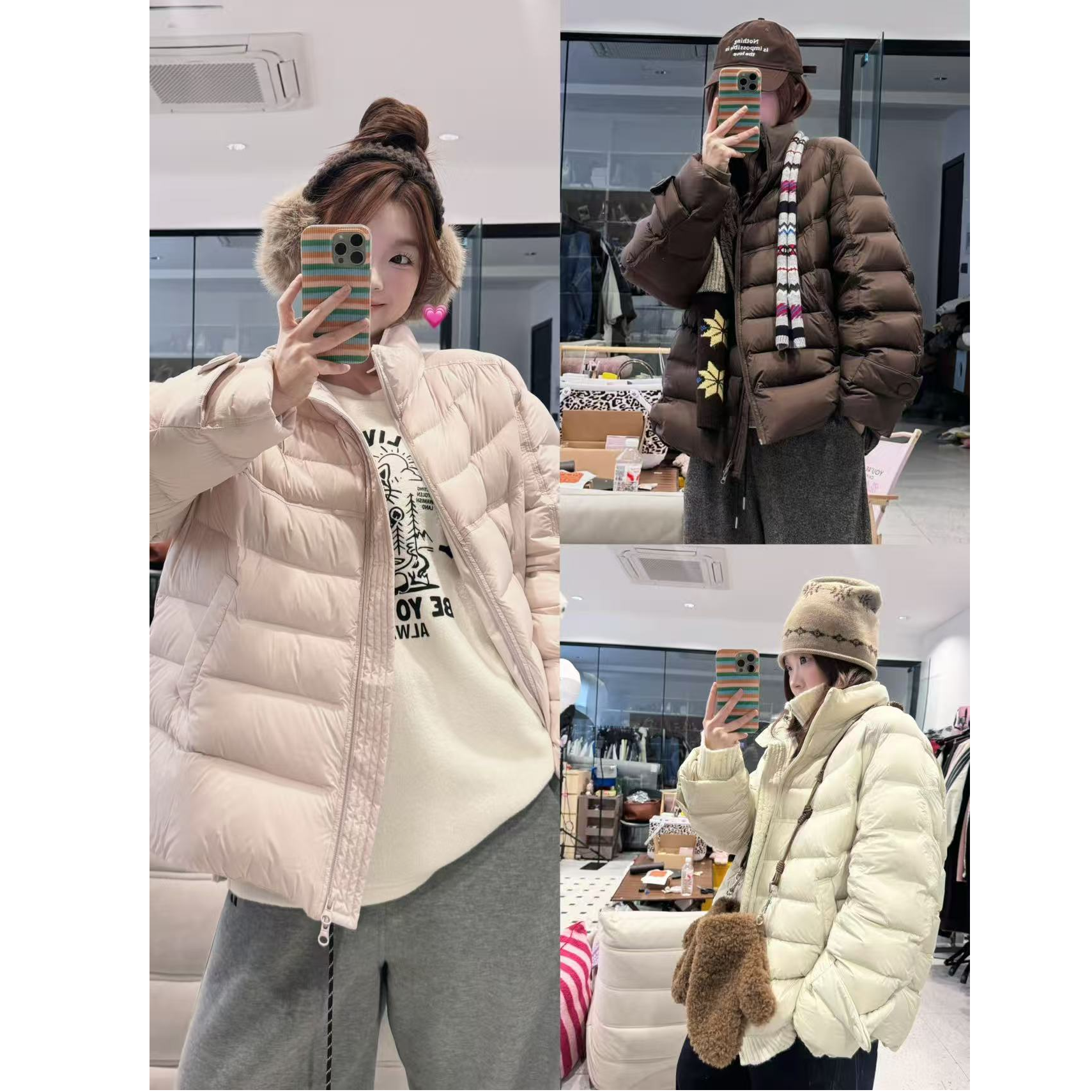 晶咕【长期主义！】冬季可调节领口排骨条保暖羽绒服外套