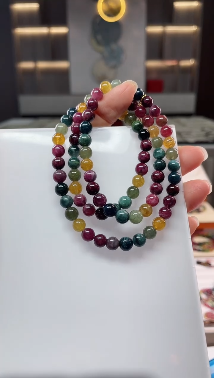 未镶嵌老矿碧玺三圈手串8mm+碧玺（多样性发一条）Q