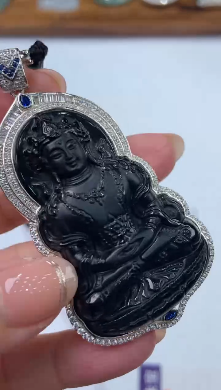 【闪购商品】翡翠银S925镶嵌挂件280305/观音多样性一件发