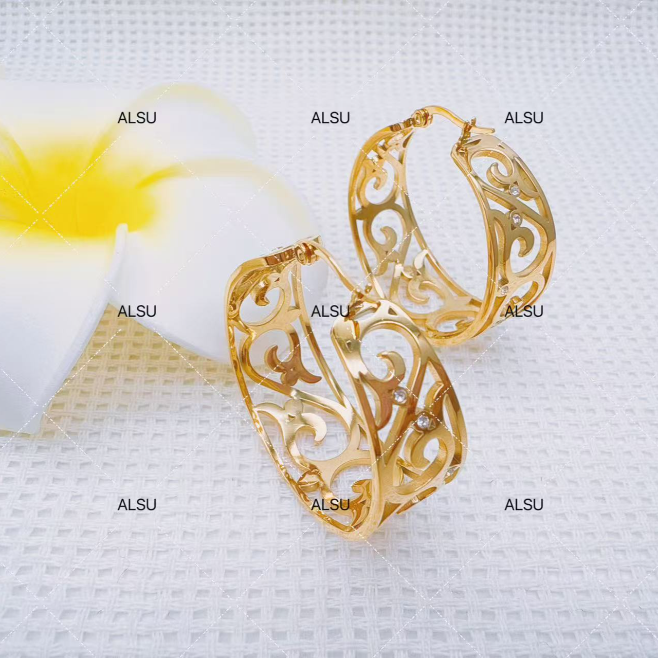 合金锆石耳饰 ALSU原创经典款民族风大号耳圈气质饰品耳圈欧美