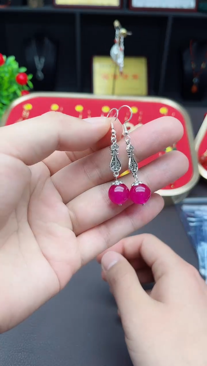 【闪购商品】玛瑙/玉髓耳钉银S925镶嵌205000