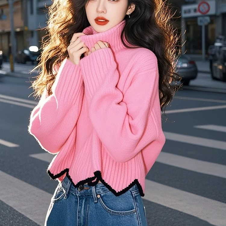 1时尚针织短款毛衣冬季系列针织毛衣上衣洋气时尚加厚软糯