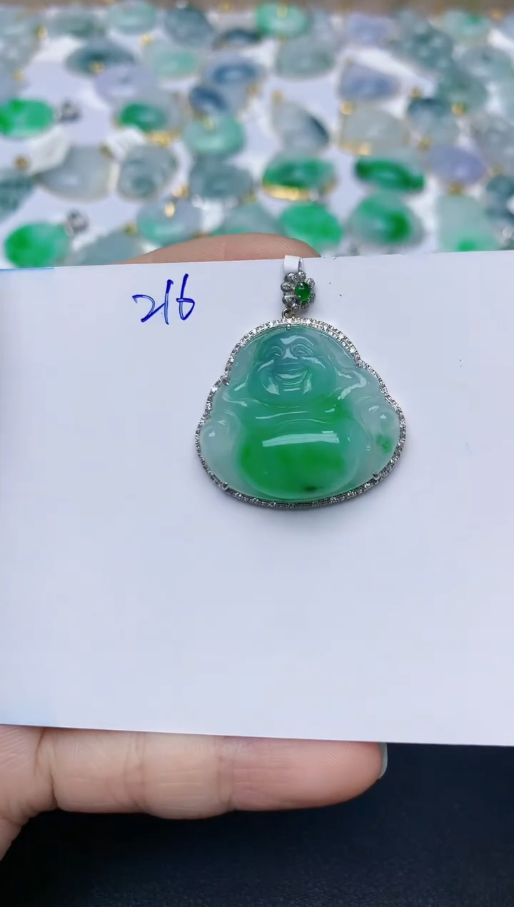 【闪购商品】翡翠颈饰18K金镶嵌天然翡翠A货    