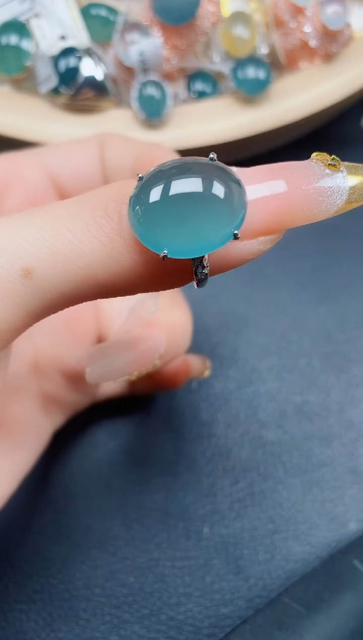 【闪购商品】翡翠戒指银S925镶嵌翡翠