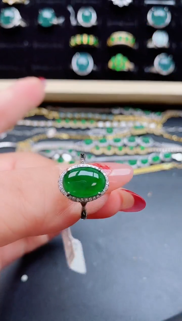 【闪购商品】翡翠戒指银S925镶嵌085050