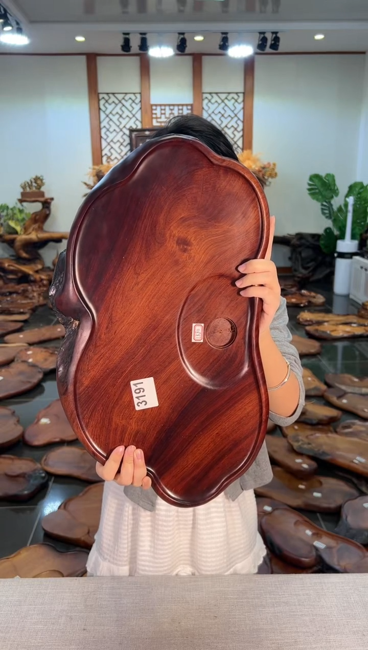 【闪购商品】大果紫檀（缅甸花梨）茶盘3191