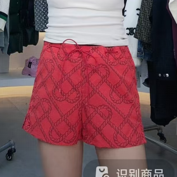 未使用 Hermes/爱马仕 满印短裤 红色/34