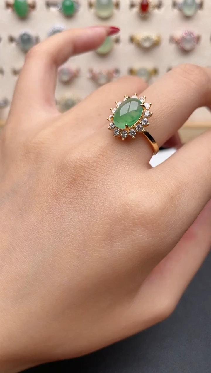 【闪购商品】翡翠戒指银S925镶嵌一物一证一礼盒