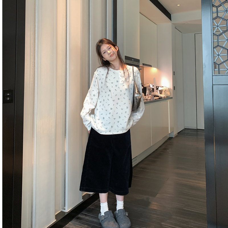 【走走专属】古典派对 复古灯芯绒休闲阔腿裤七分裤