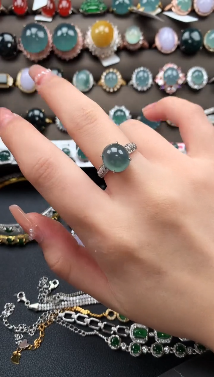 【闪购商品】翡翠戒指银S925镶嵌52141