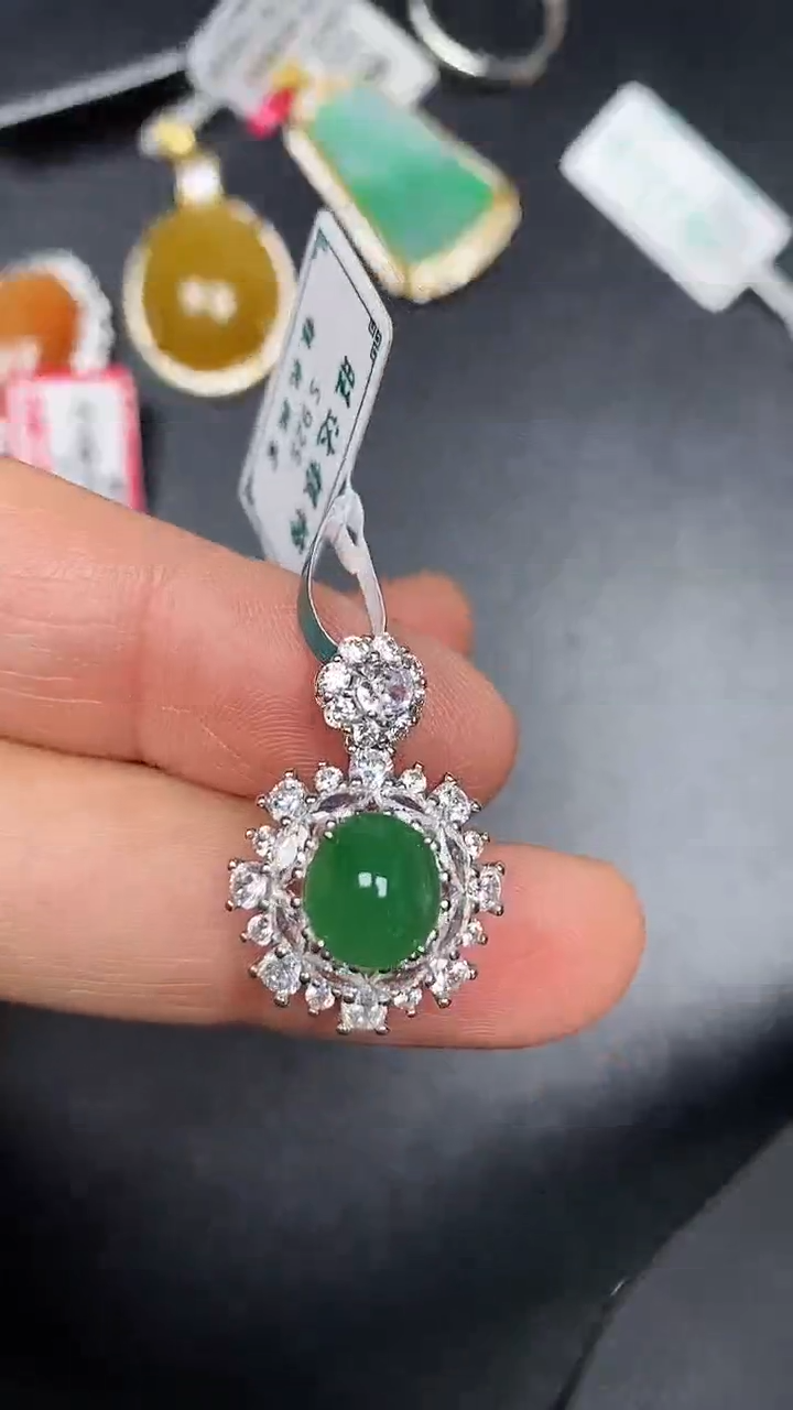 银S925镶嵌戒指翡翠3670