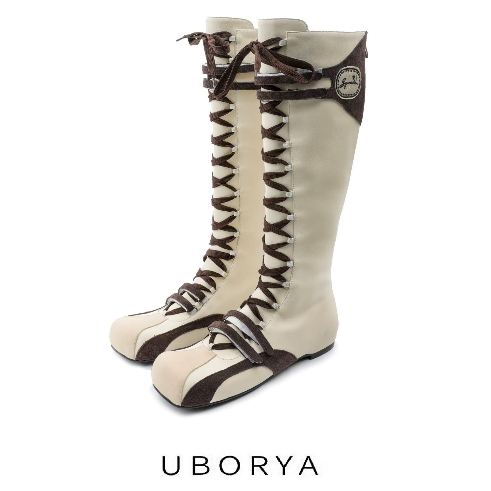 直播专属UBORYA设计师爆款复古小众运动高靴圆头舒适