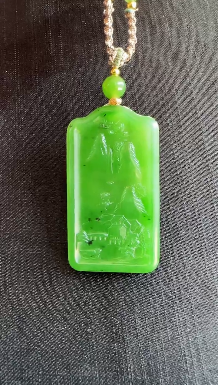 【闪购商品】和田玉（碧玉）俄七吊坠未镶嵌山水牌多样性发一件