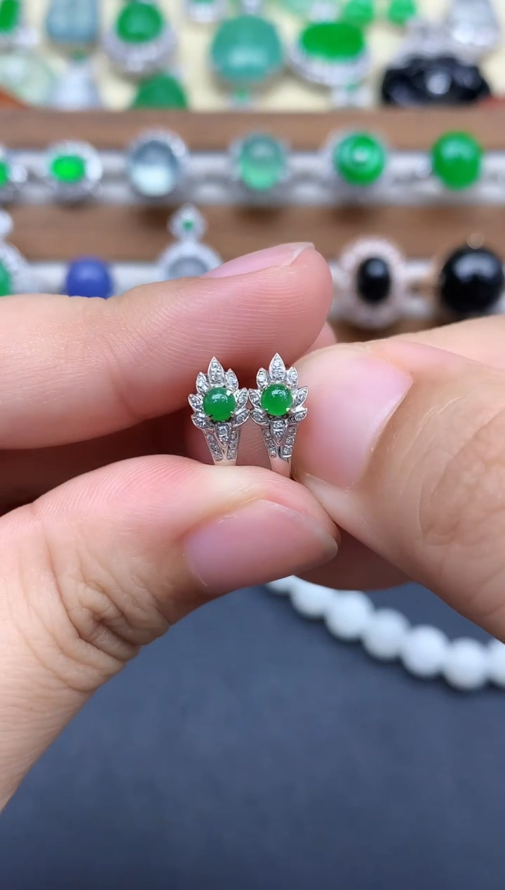 18K金镶嵌翡翠耳饰367-中国好珍宝