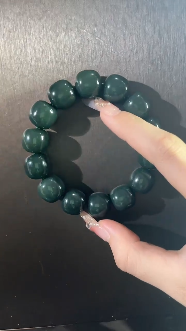 【闪购商品】和田玉手串未镶嵌和田玉 深绿手串