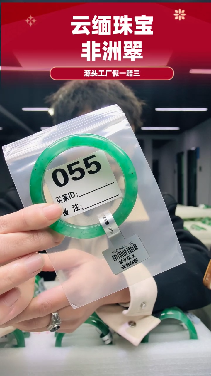 未镶嵌手镯石英质玉（非洲翠）60圈口055