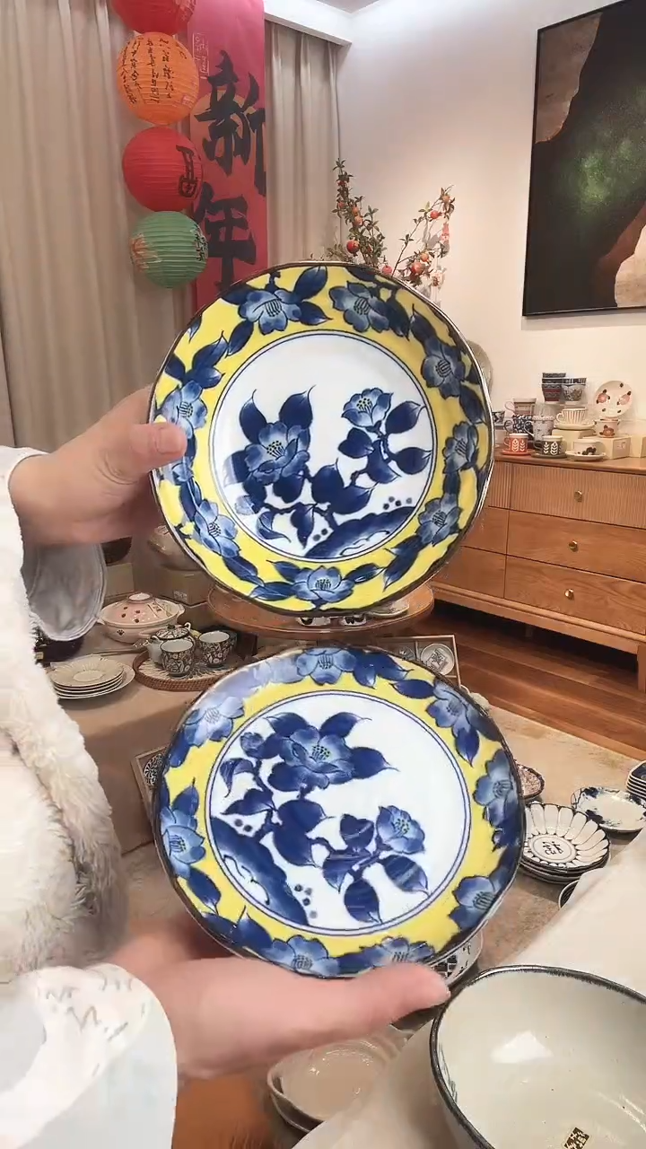 【闪购商品】两件一钵一碟 有古窑 黄彩山茶