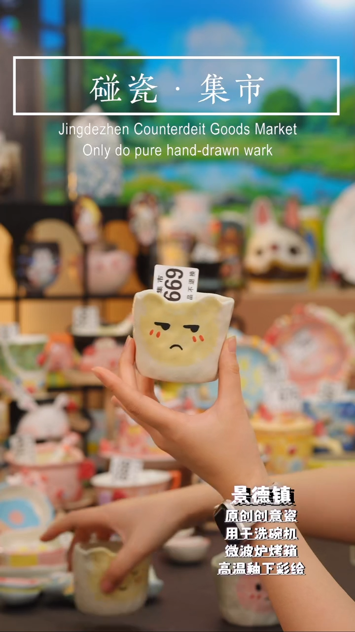 杯子669景德镇手工手绘高温釉下彩