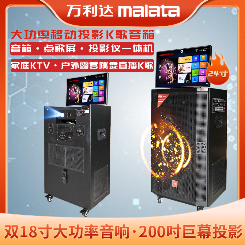 万利达投影k歌音响一体机/户外露营广场舞直播k歌/18寸大功率819