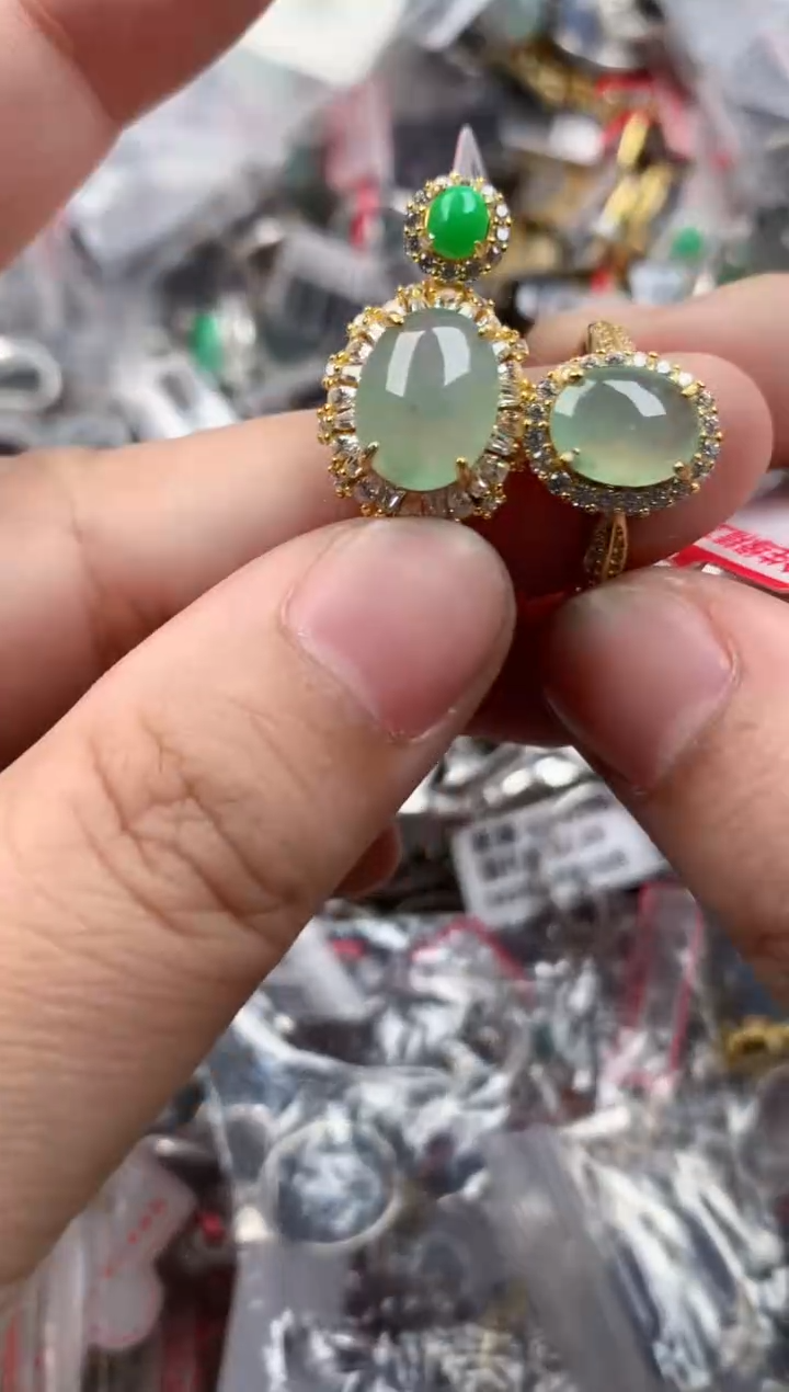 银S925镶嵌戒指翡翠666  7