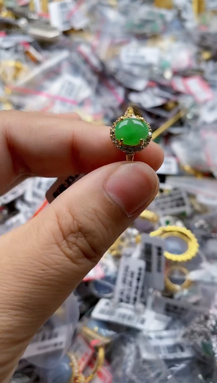 翡翠戒指银S925镶嵌3333---1