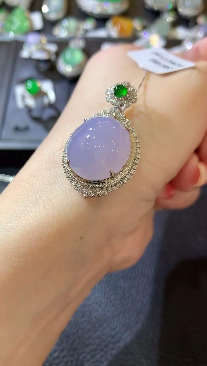 【闪购商品】翡翠吊坠(不含链)18K金镶嵌D5 紫货有一定色差