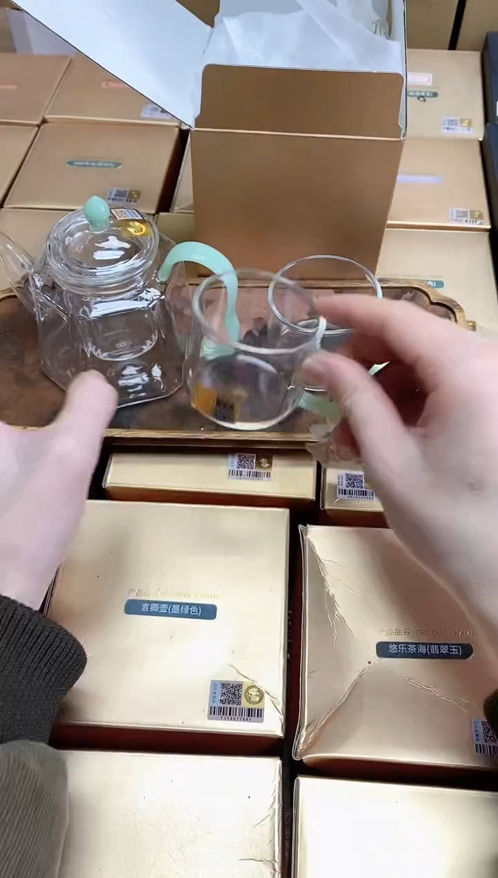 【闪购商品】禾器金标锦瑞壶浅玉色+青禾对杯浅玉