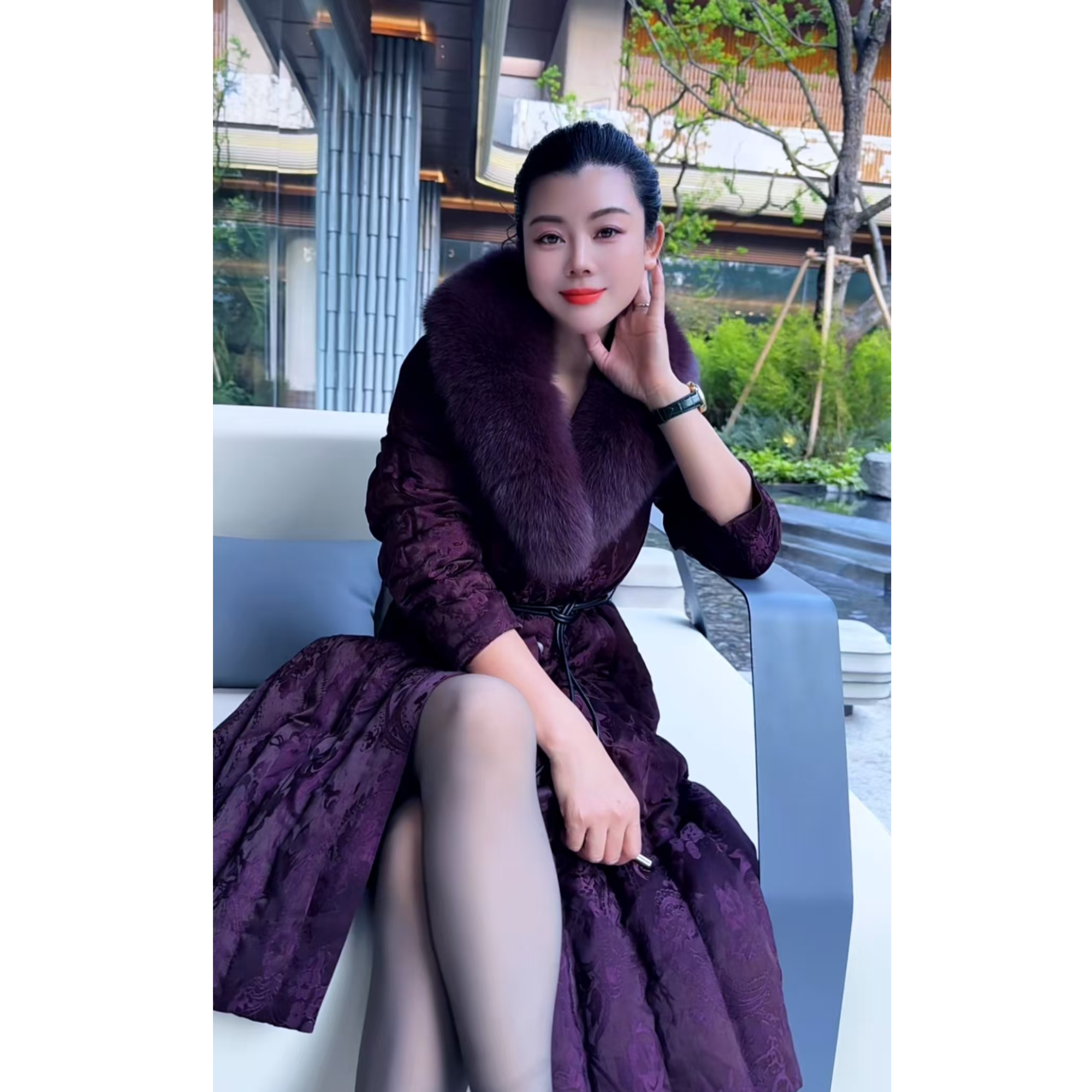 狐狸毛领冬季新款90国标羽绒服 女士新款羽绒服长款羽绒服88277