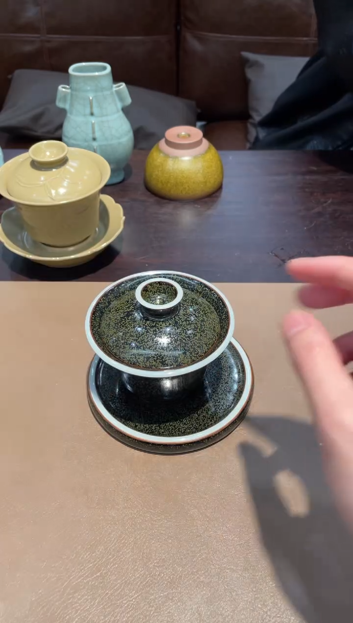 166窑承青瓷茶末三才-微瑕