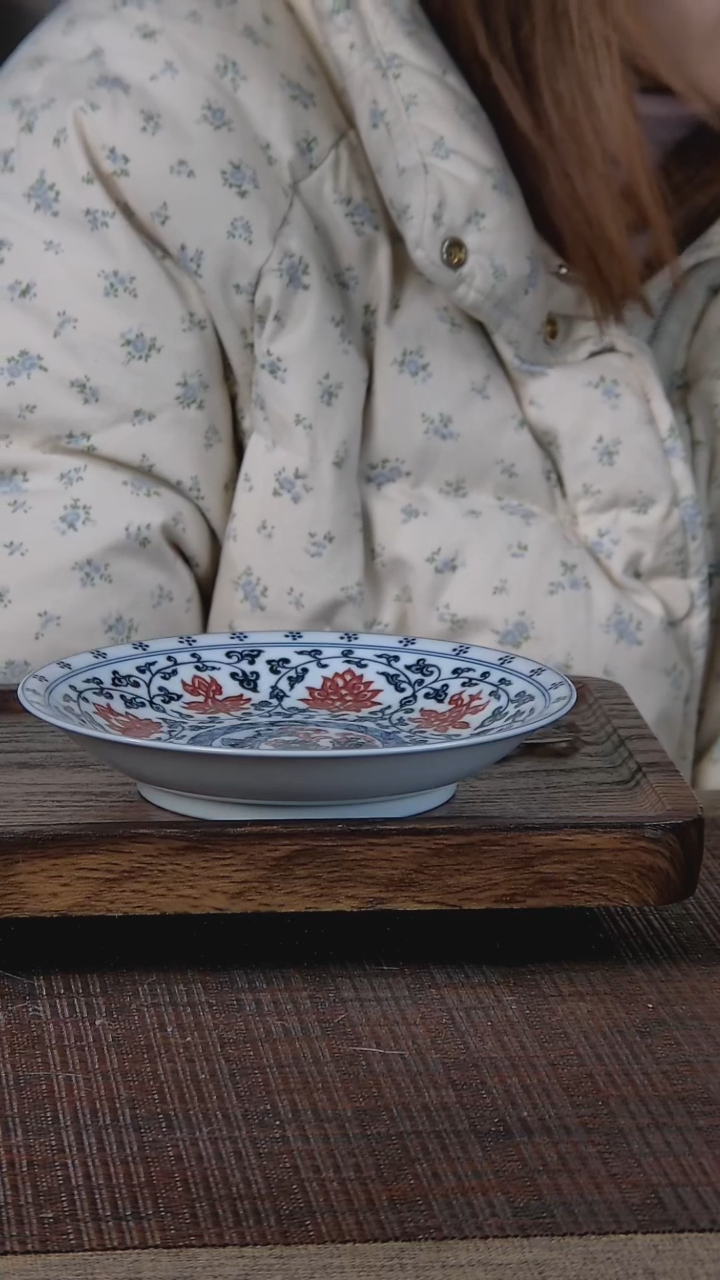 【闪购商品】折葵非器手工手绘青花釉里红缠枝壶承