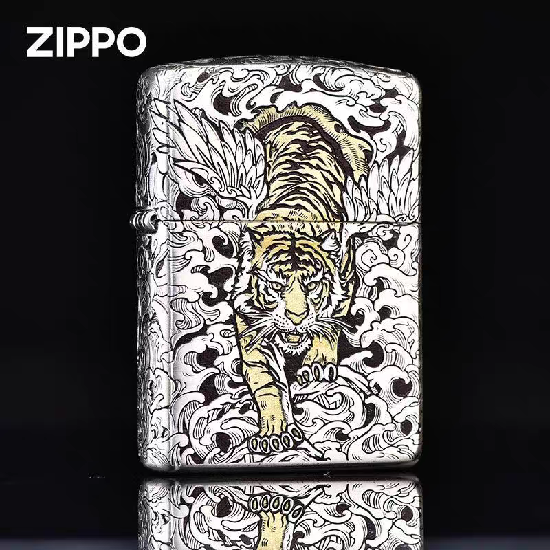 ZIPPO/之宝打火机正版【如虎添翼】错金银工艺加厚盔甲送礼男士