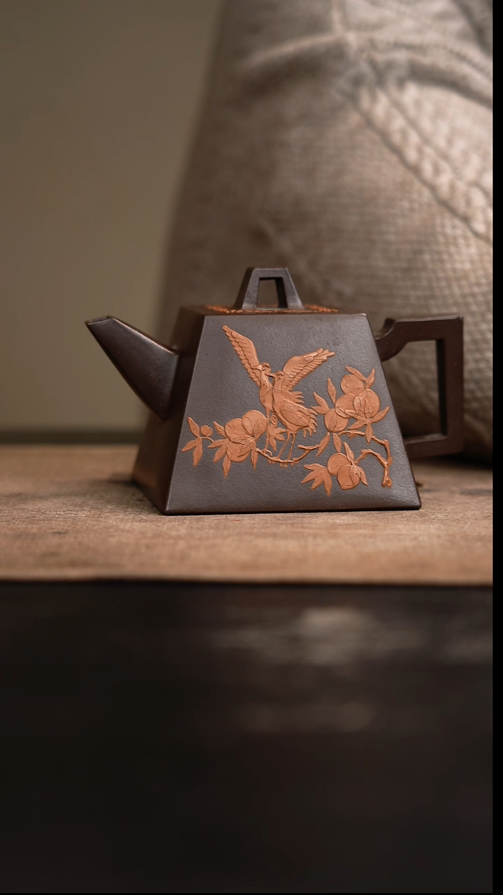 【闪购商品】紫砂茶壶四方壶堆绘壶