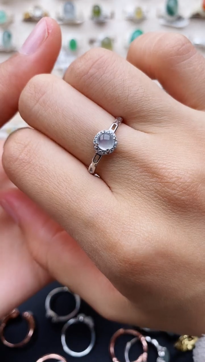 【闪购商品】翡翠戒指银S925镶嵌缅甸翡翠