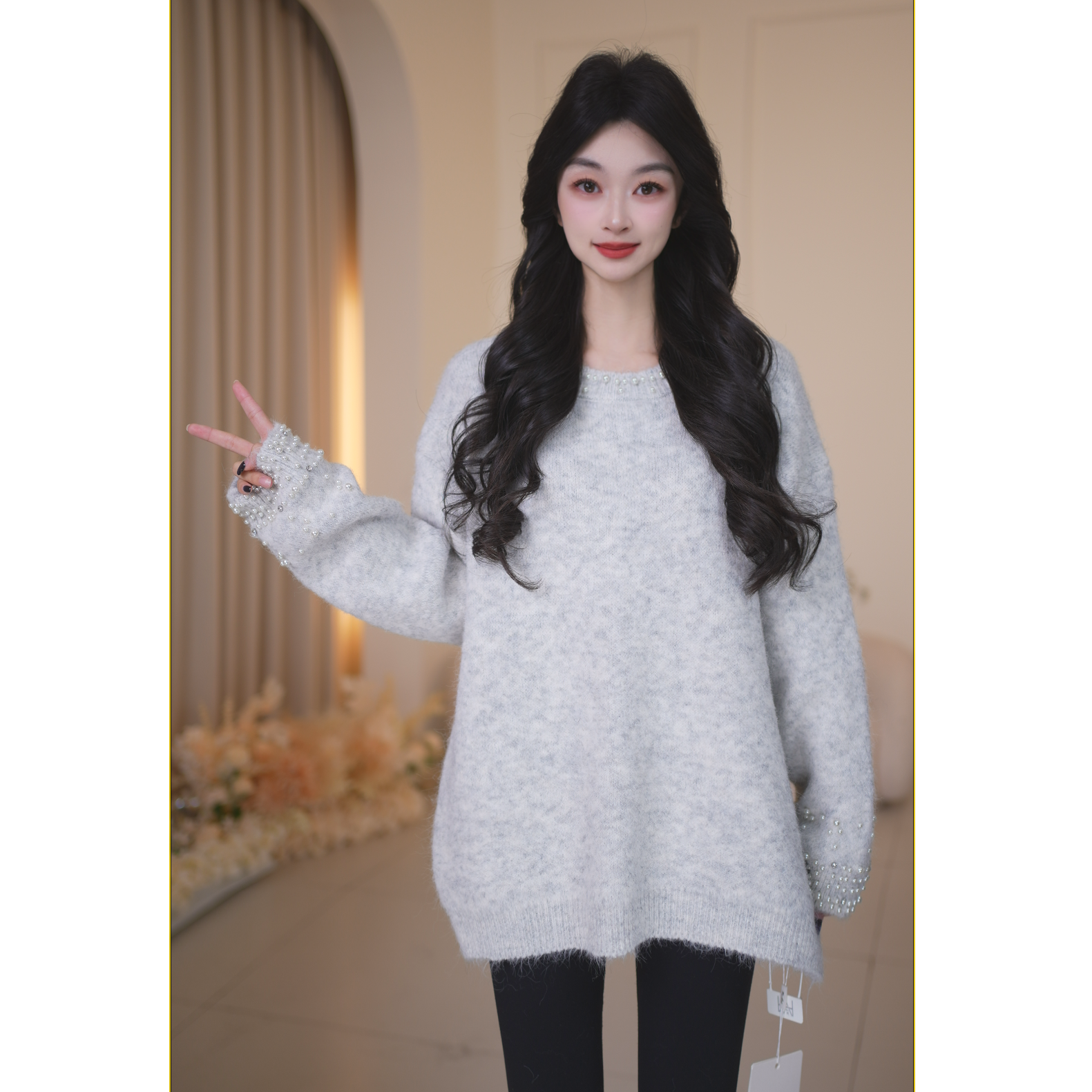 Basic House/百家好时尚休闲百搭宽松套头极简风毛衣B1385B5C7C2