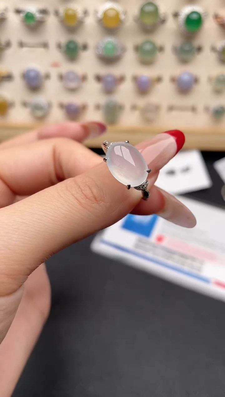 【闪购商品】翡翠戒指银S925镶嵌一物一证一礼盒